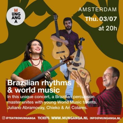 Thu 03 Jul 2025, 20:00 - Ari Colares, a Brazilian percussion master meets Chieko & Juliano